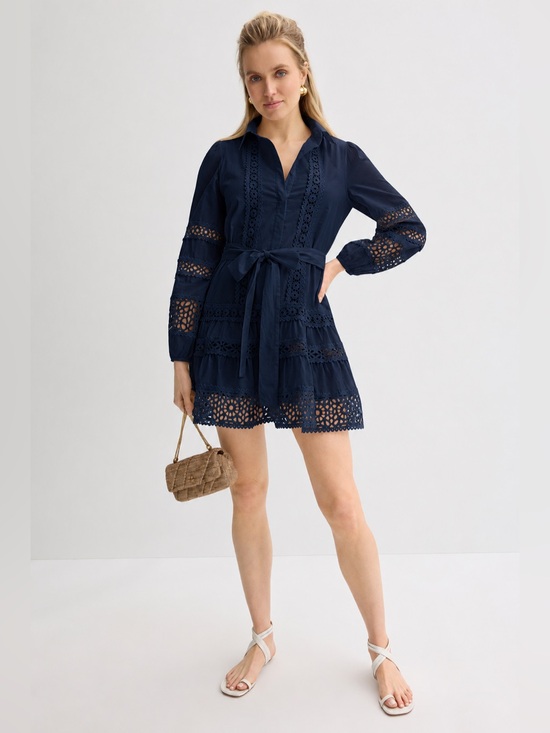Layered With Love Dresses & Skirts - Layered With Love Aubrey Mini Shirt Dress Navy Cotton Size M NWOT